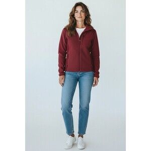 Izod Women's Fleece Jacket XL Full Zip Red Pockets Hood Outdoors